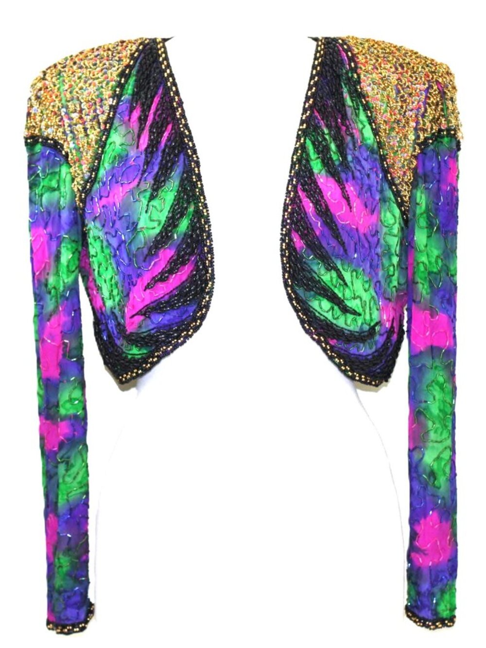 JASDEE Vintage Bolero Jacket Hand Work Beaded & Sequins On Silk Style 3049